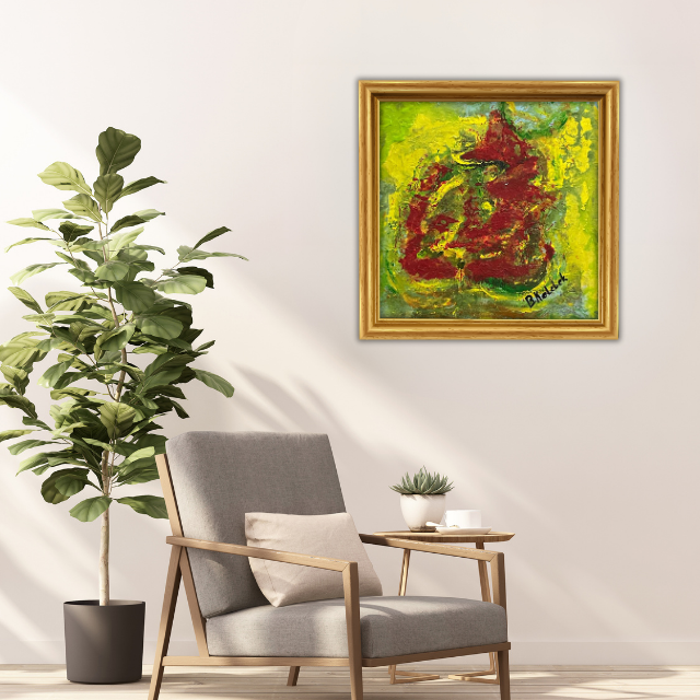 Kırmızının Dansı - 25x25 Kare Akrilik Tablo 