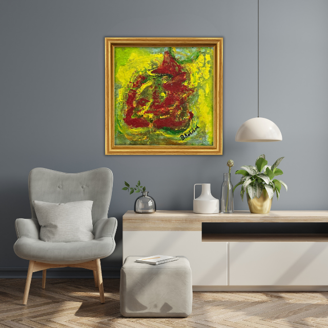 Kırmızının Dansı - 25x25 Kare Akrilik Tablo 
