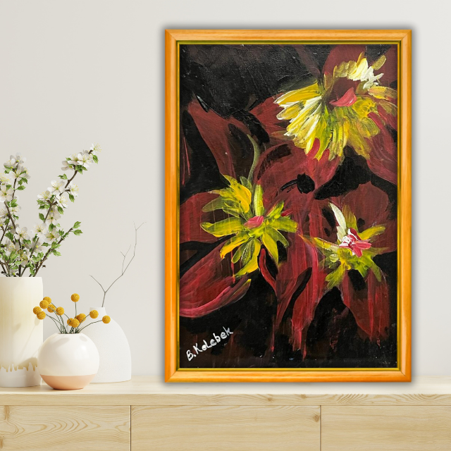 Kırmızı Zambak - 25x35 Dikey Akrilik Tablo 