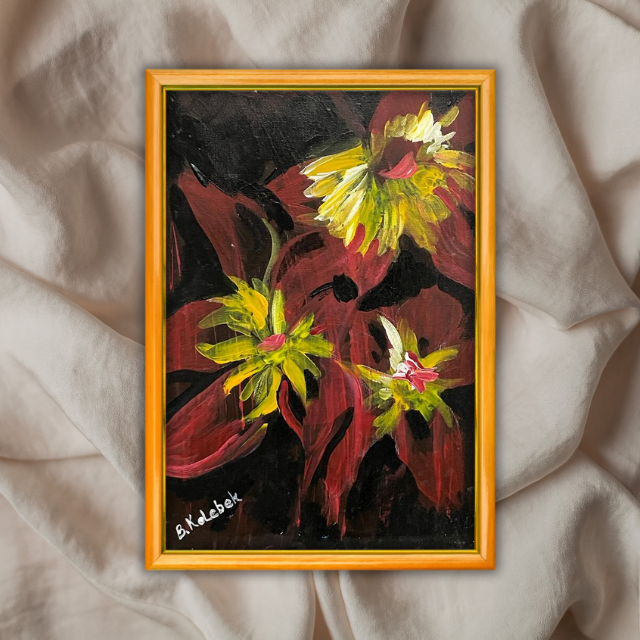 Kırmızı Zambak - 25x35 Dikey Akrilik Tablo 