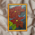 Kırmızı Çiçek - 30x40 Dikey Akrilik Tablo 