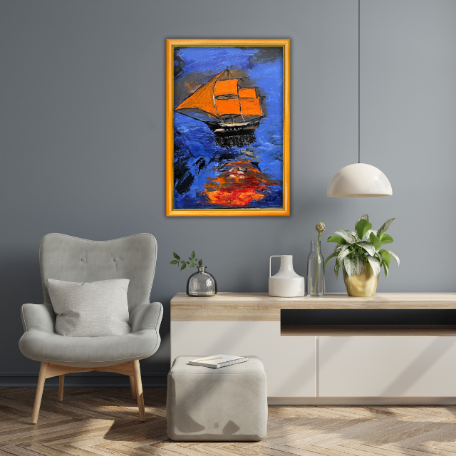 Yelkenli Gemi - 30x40 Dikey Akrilik Tablo 