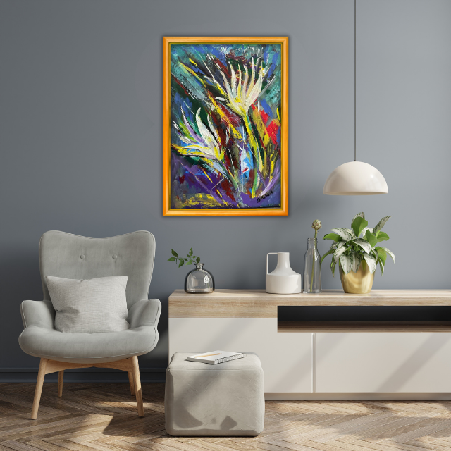 Serbest Stil Çiçek - 30x40 Dikey Akrilik Tablo 