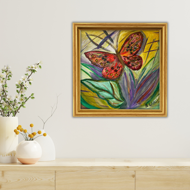 Kelebek - 40x40 Kare Akrilik Tablo 