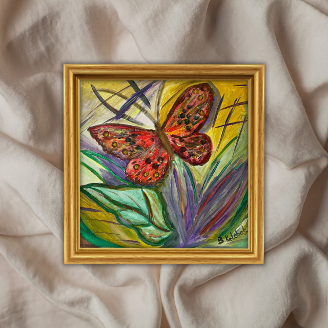 Kelebek - 40x40 Kare Akrilik Tablo 
