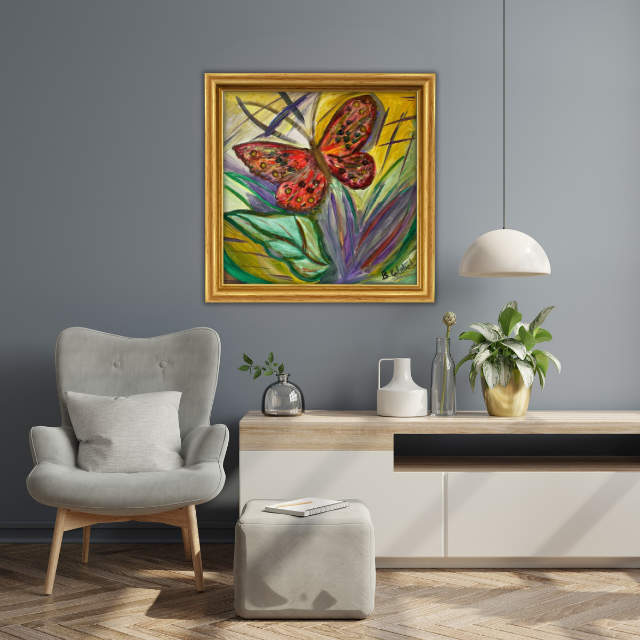 Kelebek - 40x40 Kare Akrilik Tablo 