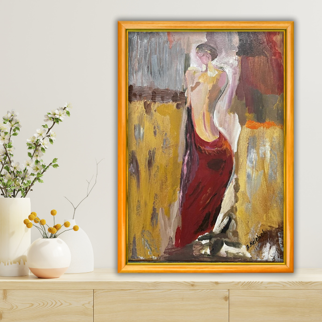 Kırmızı Elbise - 40x60 Dikey Akrilik Tablo 