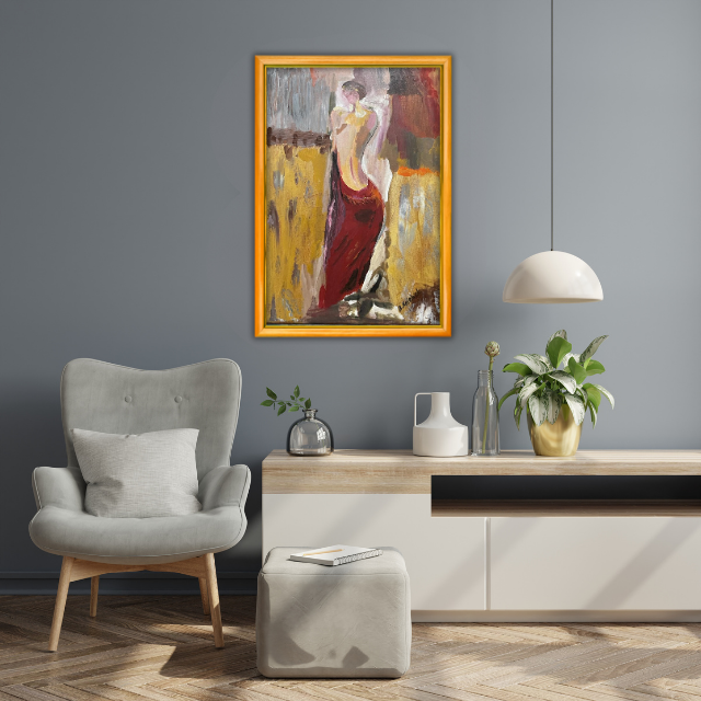 Kırmızı Elbise - 40x60 Dikey Akrilik Tablo 