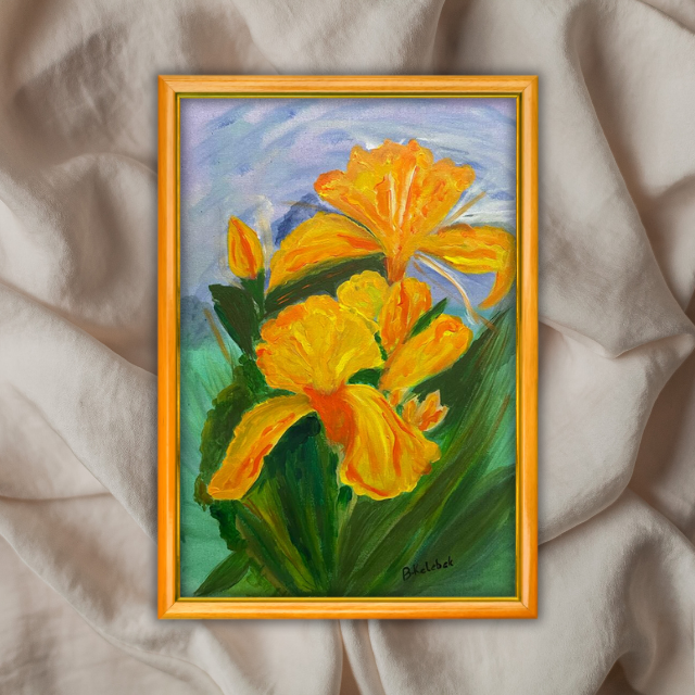 Sarı Çiçek - 40x60 Dikey Akrilik Tablo 