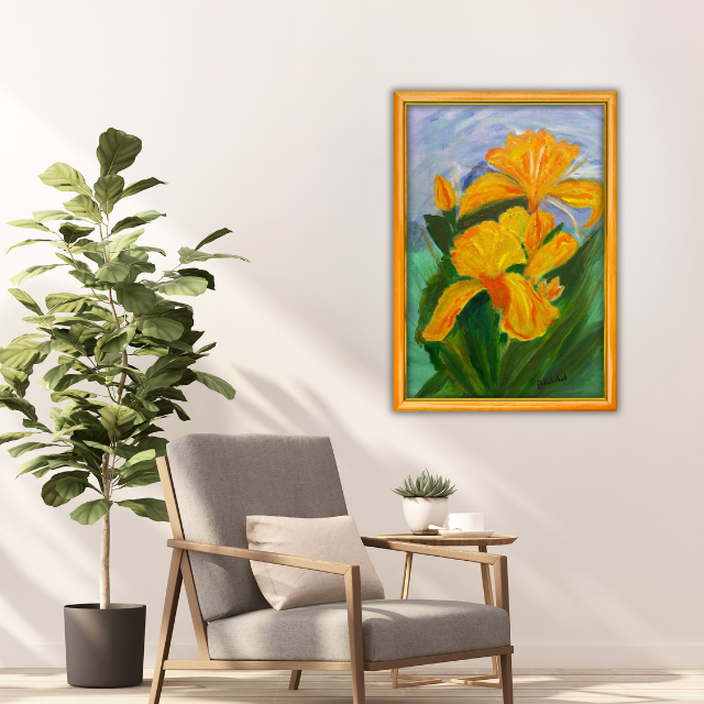 Sarı Çiçek - 40x60 Dikey Akrilik Tablo 