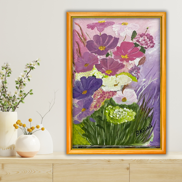 Çiçek Bahçesi - 50x45 Dikey Akrilik Tablo 