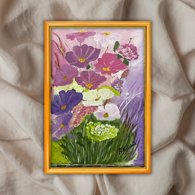 Çiçek Bahçesi - 50x45 Dikey Akrilik Tablo 