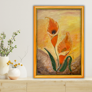 Turuncu Zambak - 50x70 Dikey Akrilik Tablo 