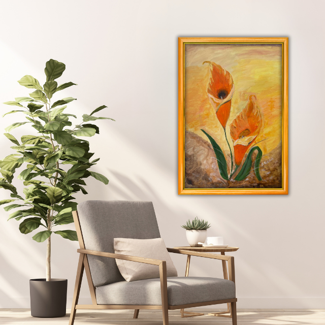 Turuncu Zambak - 50x70 Dikey Akrilik Tablo 