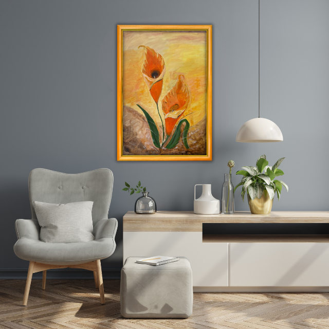 Turuncu Zambak - 50x70 Dikey Akrilik Tablo 